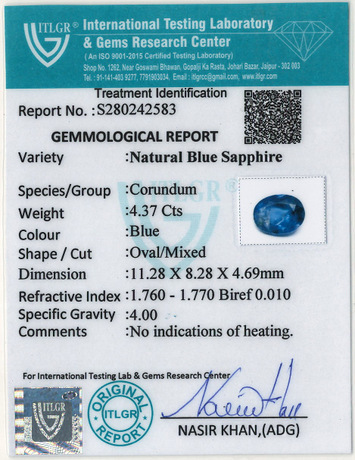Blue Sapphire - 4.37 Carat
