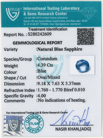 Blue Sapphire - 4.39 Carat