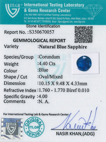 Blue Sapphire - 4.4 Carat