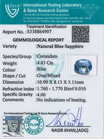 Blue Sapphire - 4.43 Carat
