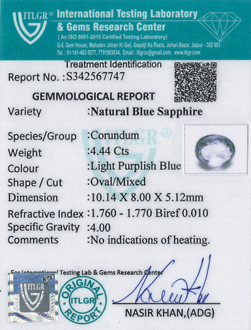 Blue Sapphire - 4.44 Carat