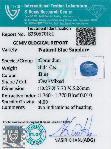 Blue Sapphire - 4.44 Carat
