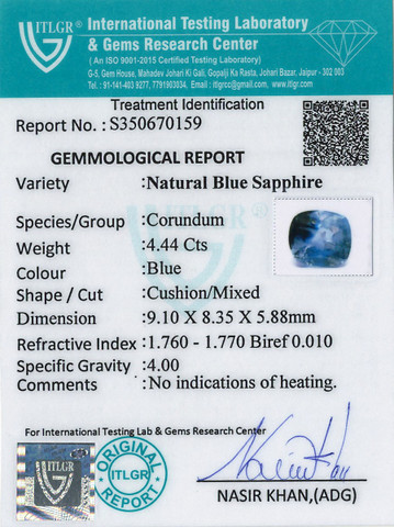 Blue Sapphire - 4.44 Carat