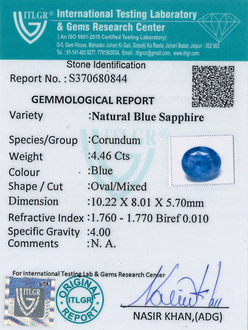Blue Sapphire - 4.46 Carat