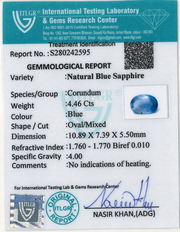 Blue Sapphire - 4.46 Carat