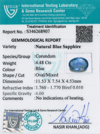 Blue Sapphire - 4.48 Carat
