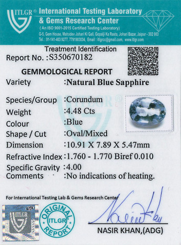 Blue Sapphire - 4.48 Carat