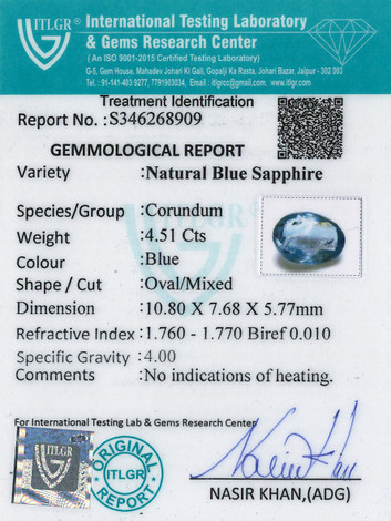 Blue Sapphire - 4.51 Carat