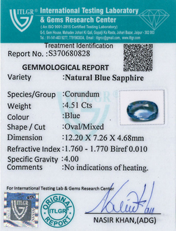 Blue Sapphire - 4.51 Carat