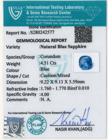 Blue Sapphire - 4.51 Carat