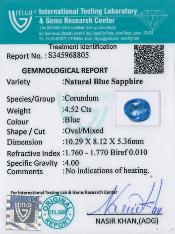 Blue Sapphire - 4.52 Carat