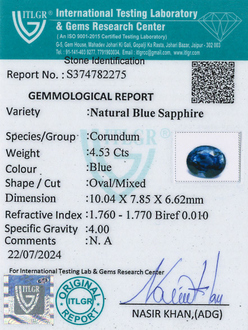 Blue Sapphire - 4.52 Carat