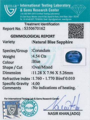 Blue Sapphire - 4.54 Carat