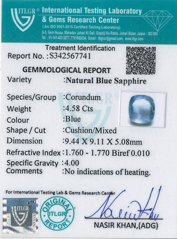 Blue Sapphire - 4.58 Carat