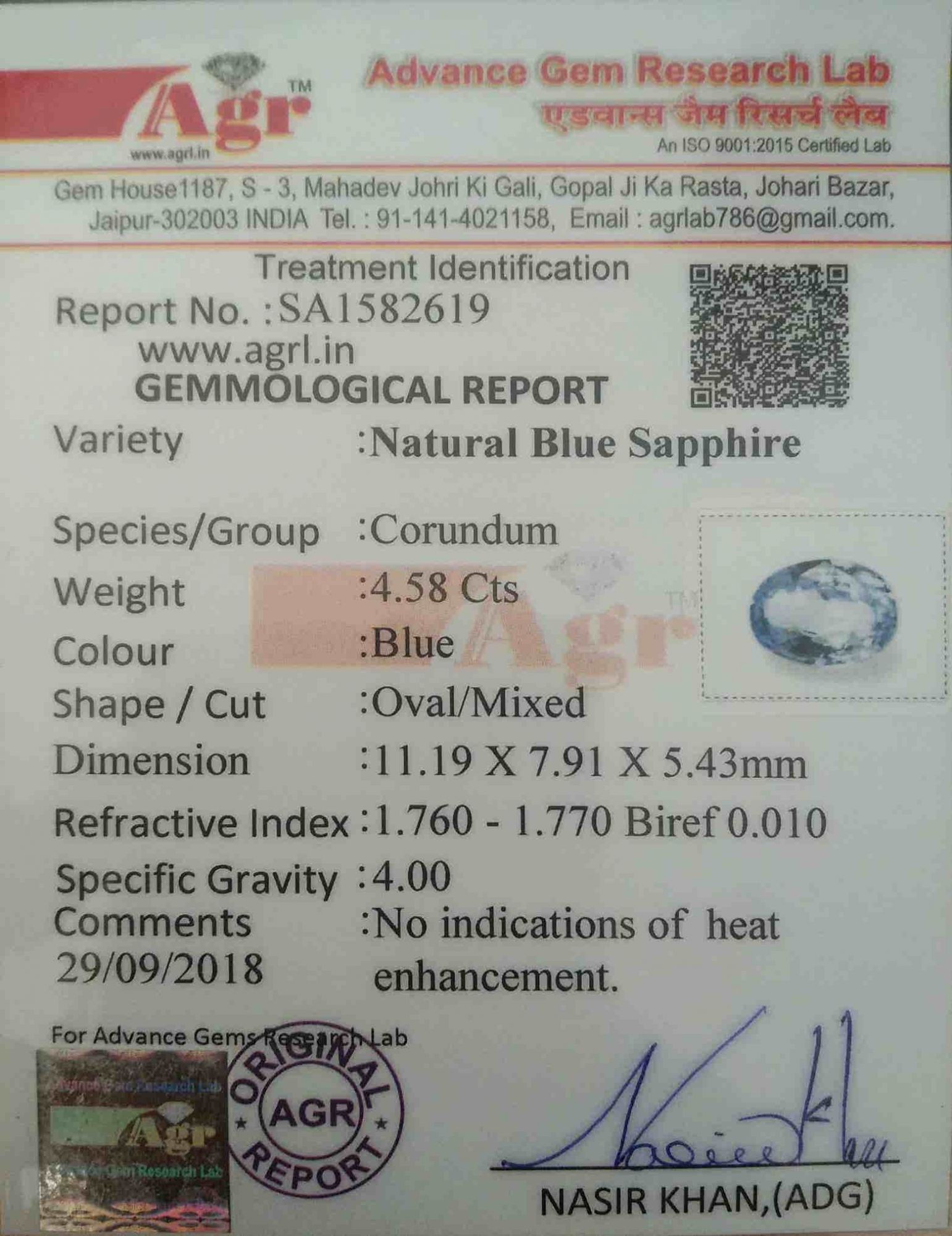 Blue Sapphire - 4.58 Carat