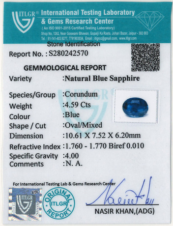 Blue Sapphire - 4.59 Carat