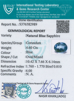 Blue Sapphire - 4.6 Carat