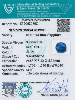 Blue Sapphire - 4.38 Carat