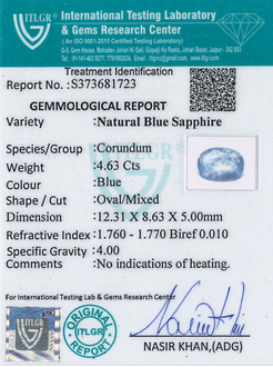 Blue Sapphire - 4.63 Carat