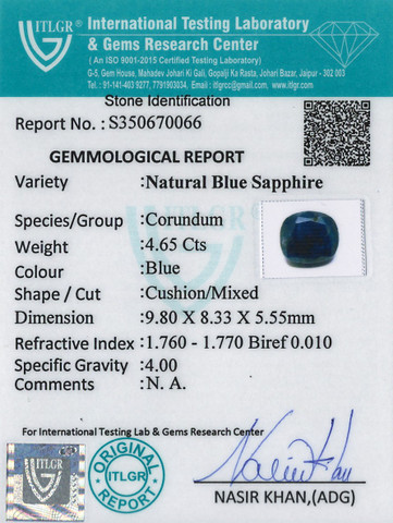 Blue Sapphire - 4.65 Carat