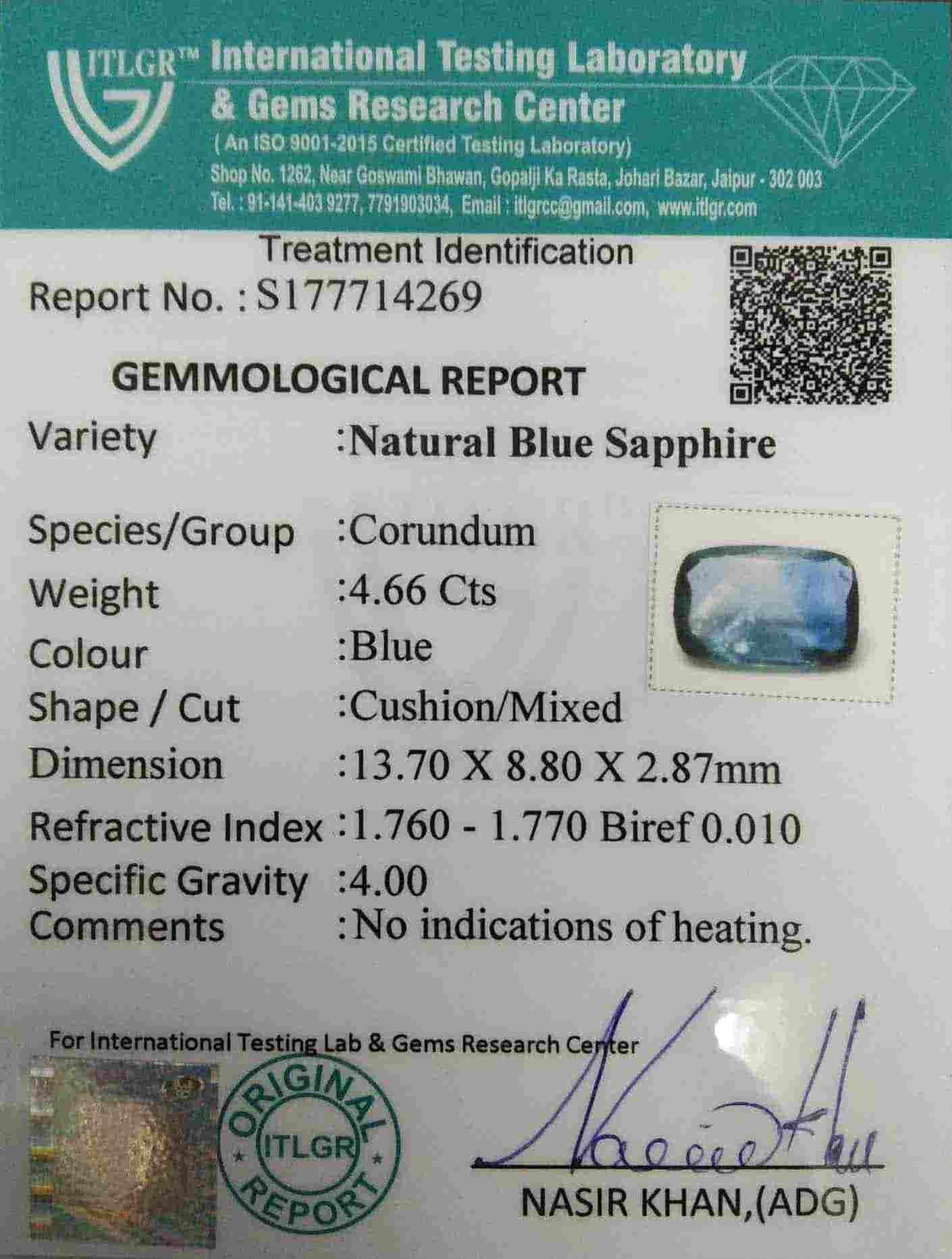 Blue Sapphire - 4.66 Carat
