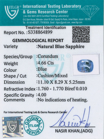 Blue Sapphire - 4.66 Carat