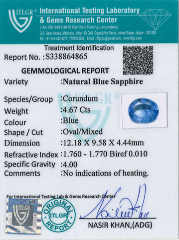 Blue Sapphire - 4.67 Carat