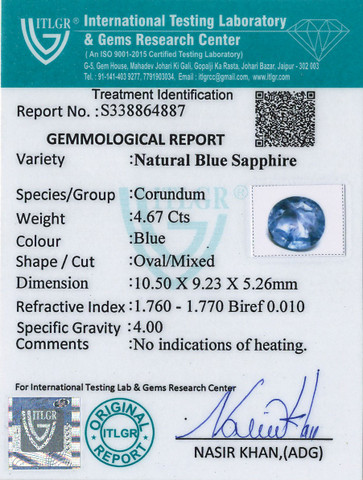 Blue Sapphire - 4.67 Carat