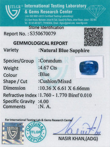 Blue Sapphire - 4.67 Carat