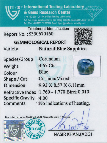 Blue Sapphire - 4.67 Carat
