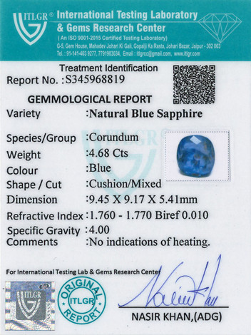 Blue Sapphire - 4.68 Carat