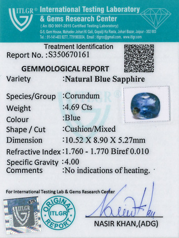 Blue Sapphire - 4.69 Carat