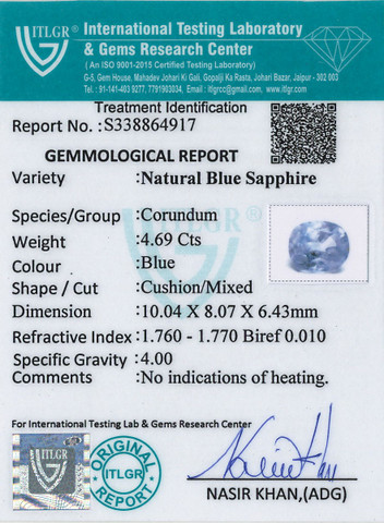 Blue Sapphire - 4.69 Carat