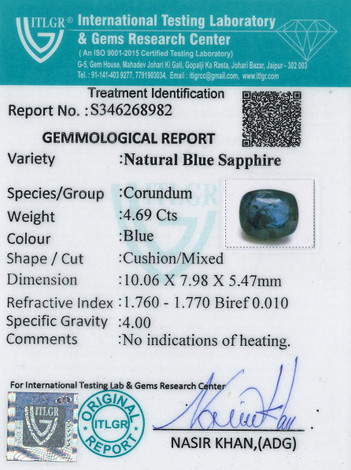 Blue Sapphire - 4.69 Carat