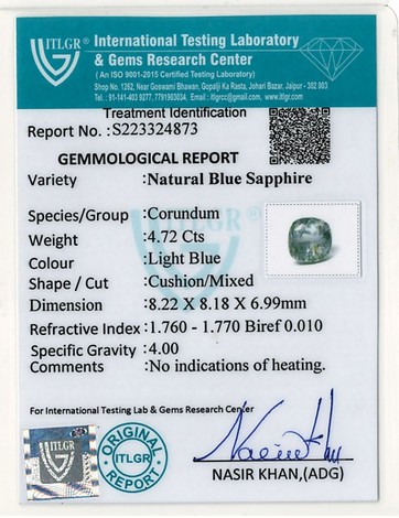 Blue Sapphire - 4.72 Carat