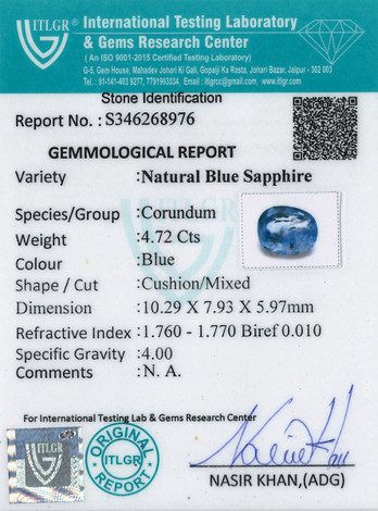 Blue Sapphire - 4.72 Carat