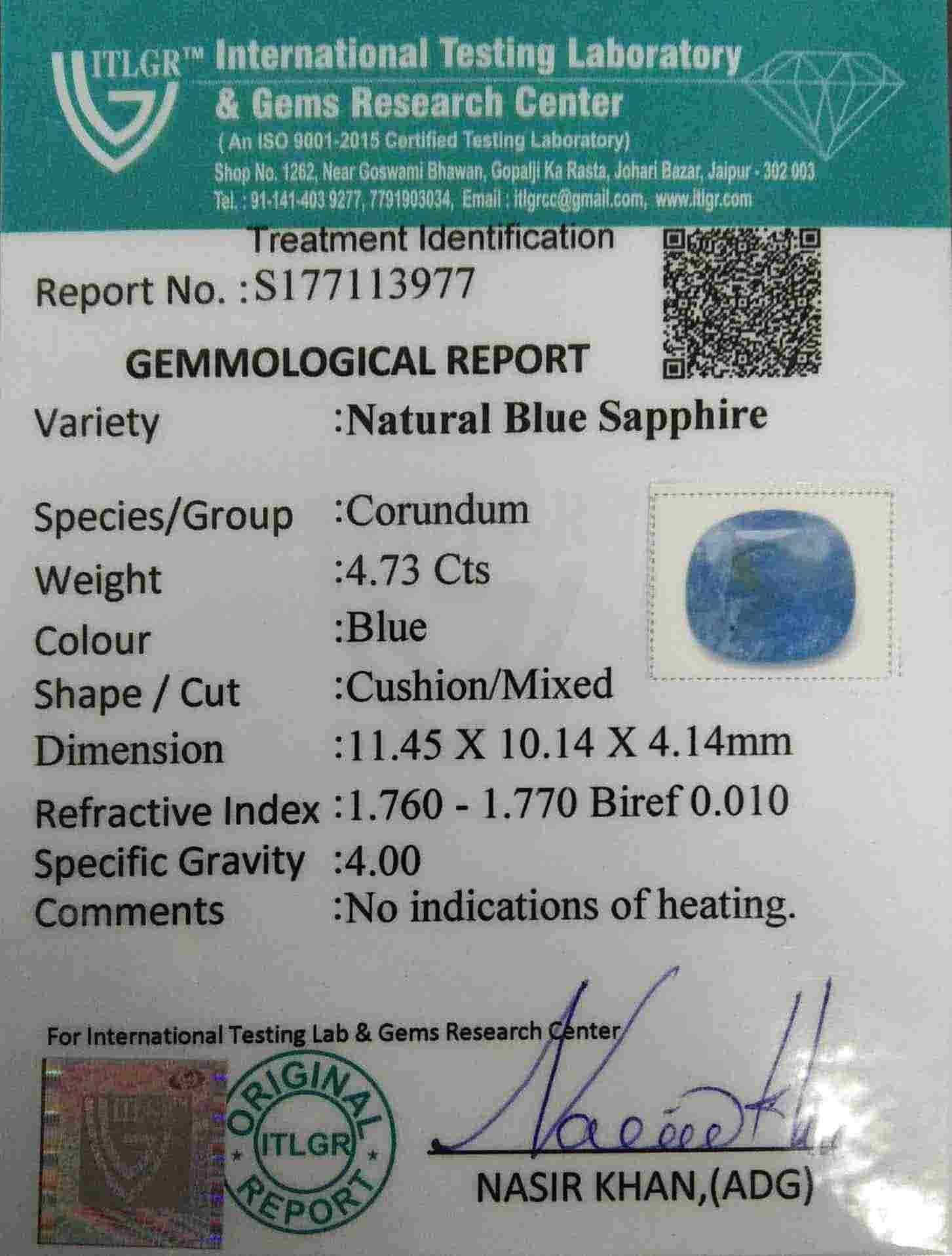 Blue Sapphire - 4.73 Carat