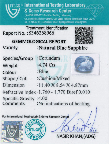 Blue Sapphire - 4.74 Carat
