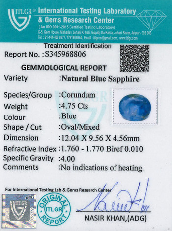 Blue Sapphire - 4.75 Carat