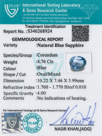 Blue Sapphire - 4.76 Carat