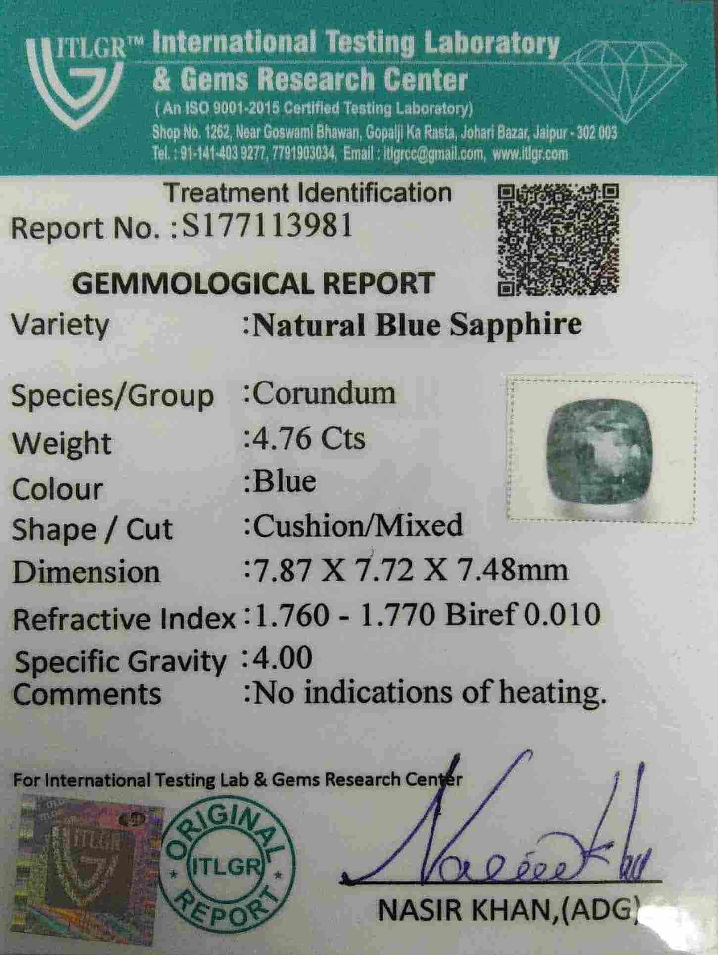 Blue Sapphire - 4.76 Carat