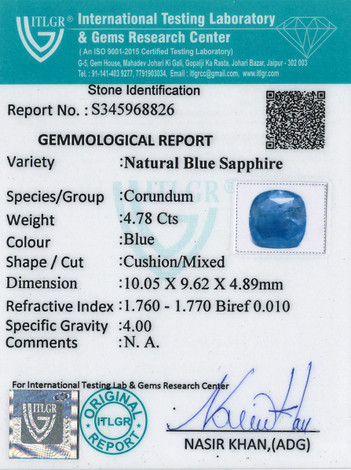 Blue Sapphire - 4.78 Carat