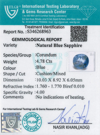 Blue Sapphire - 4.78 Carat