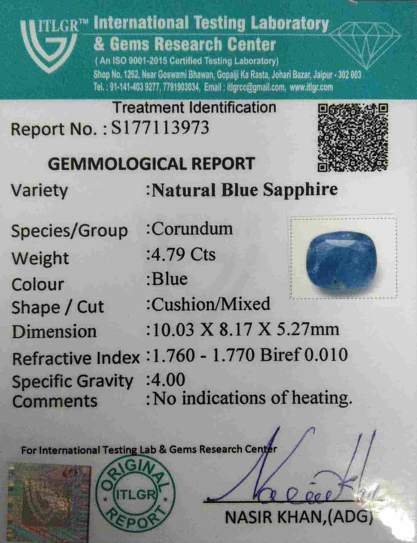 Blue Sapphire - 4.79 Carat