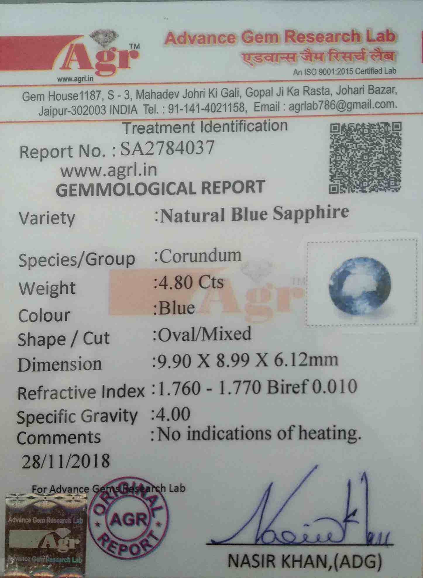 Blue Sapphire - 4.8 Carat