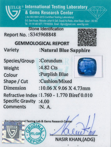 Blue Sapphire - 4.82 Carat