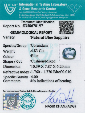 Blue Sapphire - 4.83 Carat