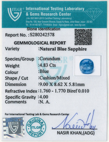 Blue Sapphire - 4.83 Carat