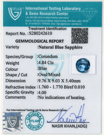 Blue Sapphire - 4.84 Carat