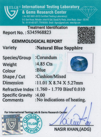Blue Sapphire - 4.85 Carat